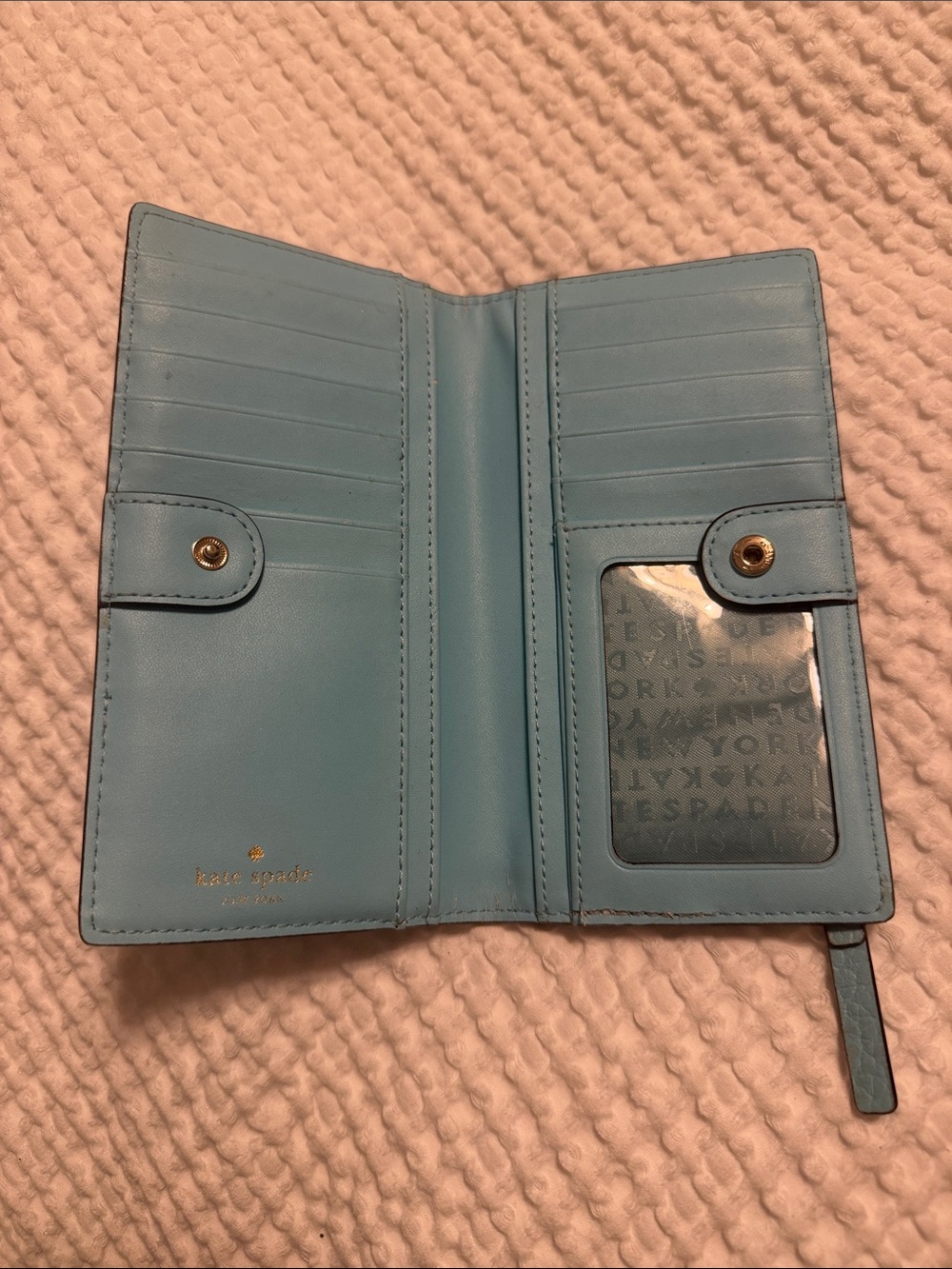 kate spade Turquoise Pebbled Leather Zip-Around Wallet - Picture 2 of 6